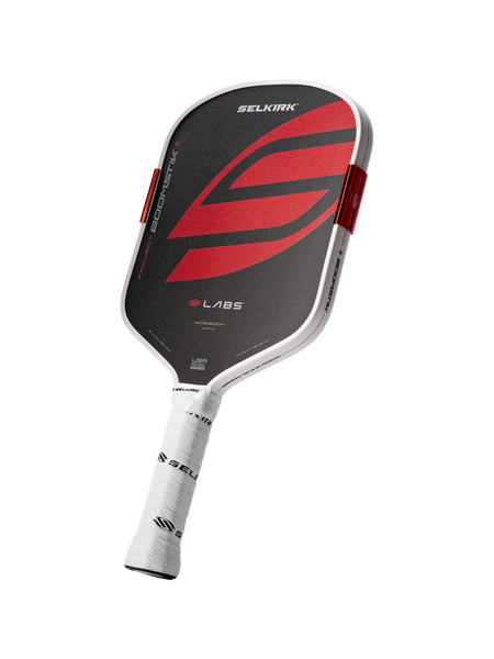The Selkirk LABS Project Boomstik, an elongated carbon-fiber power pickleball paddle.